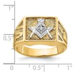 IBGoodman 14k with White Rhodium Men's Polished and Textured Diamond Blue Lodge Master Masonic Ring - Image 8