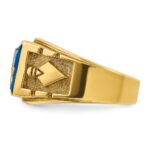IBGoodman 14k Two-tone Men's Polished and Textured with Lab Created Sapphire and Diamond Blue Lodge Master Masonic Ring - Image 3