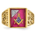 IBGoodman 14k Two-tone Men's Polished and Textured Blue Lodge Master Masonic Ring Mounting - Image 4