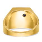 IBGoodman 14k Two-tone Men's Polished and Textured with Lab Created Sapphire and Diamond Blue Lodge Master Masonic Ring - Image 5