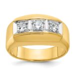 14k Two-tone IBGoodman Men's Polished & Satin 3-Stone Ring Mounting
