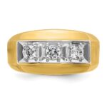 IBGoodman 14k Two-tone Men's Polished and Satin 3-Stone 1/2 Carat AA Quality Diamond Ring - Image 6
