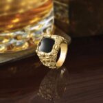 10k IBGoodman Men's Onyx Nugget Complete Ring - Image 7