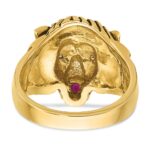 14k IBGoodman Men's 1/20 carat Diamond and Ruby Antiqued Lion Complete Ring - Image 7