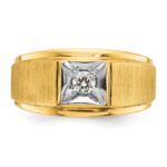10k Two-tone IBGoodman Men's Polished and Satin Diamond Complete Ring - Image 6
