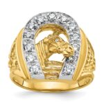 14k Two-tone IBGoodman Men's Horse and Horseshoe Diamond Ring Mounting