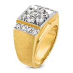 IBGoodman 14k Two-tone Men's Polished and Satin 2 Carat AA Quality Diamond Cluster Ring - Image 8