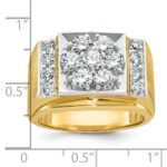 IBGoodman 14k Two-tone Men's Polished and Satin 2 Carat AA Quality Diamond Cluster Ring - Image 3