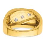 IBGoodman 14k with White Rhodium 1/2 carat Lab Grown Diamond VS/SI+ G+ Complete Polished and Grooved Three Stone Men's Ring - Image 6
