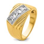 IBGoodman 14k with White Rhodium 1/2 carat Lab Grown Diamond VS/SI+ G+ Complete Polished and Grooved Three Stone Men's Ring - Image 7