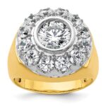 IBGoodman 14k Two-Tone 2 1/2 carat Lab Grown Diamond VS/SI+ G+ Semi-Mount Men's Cluster Ring