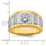 IBGoodman 14k Two-tone 1 5/8 carat Lab Grown Diamond VS/SI+ G+ Complete Polished and Satin Men's Ring - Image 7
