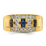 IBGoodman 14k 1 1/4 carat Lab Grown Diamond VS/SI+ G+ and Lab Created Blue Sapphire Complete Men's Ring - Image 4