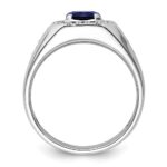 IBGoodman 14k White Gold 1/2 carat Lab Grown Diamond VS/SI+ G+ and Created Blue Sapphire Complete Men's Ring - Image 2