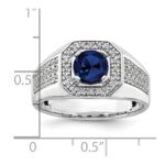 IBGoodman 14k White Gold 1/2 carat Lab Grown Diamond VS/SI+ G+ and Created Blue Sapphire Complete Men's Ring - Image 7