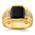 IBGoodman 14k 1/8 carat Lab Grown Diamond VS/SI+ G+ and Onyx Complete Men's Ring