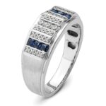 IBGoodman 14k White Gold 1/5 carat Lab Grown Diamond VS/SI+ G+ and Lab Created Blue Sapphire Complete Men's Ring - Image 6
