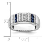 IBGoodman 14k White Gold 1/5 carat Lab Grown Diamond VS/SI+ G+ and Lab Created Blue Sapphire Complete Men's Ring - Image 7
