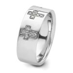 IBGoodman 14k White Gold 1/5 carat Lab Grown Diamond VS/SI+ G+ Complete Cross Men's Ring - Image 6