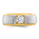 IBGoodman 14k Two-tone 3/4 carat Lab Grown Diamond VS/SI+ G+ Complete Satin Men's Ring - Image 4