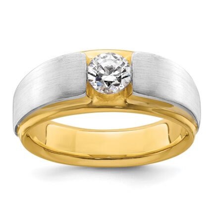 IBGoodman 14k Two-tone 3/4 carat Lab Grown Diamond VS/SI+ G+ Complete Satin Men's Ring