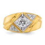 IBGoodman 14k with White Rhodium 3/4 carat Lab Grown Diamond VS/SI+ G+ Complete Polished and Satin Men's Ring - Image 4
