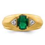 IBGoodman 14k 1/10 carat Lab Grown Diamond VS/SI+ G+ and Created Emerald Complete Men's Ring - Image 4