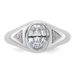 IBGoodman 14k White Gold 1/10 carat Lab Grown Diamond 1 carat Oval Center Semi Mount Men's Ring - Image 4