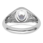 IBGoodman 14k White Gold 1/10 carat Lab Grown Diamond 1 carat Oval Center Semi Mount Men's Ring - Image 5