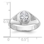 IBGoodman 14k White Gold 1/10 carat Lab Grown Diamond 1 carat Oval Center Semi Mount Men's Ring - Image 7