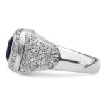 IBGoodman 14k White Gold 1 carat Lab Grown Diamond VS/SI+ G+ and Created Blue Sapphire Complete Men - Image 3