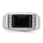 IBGoodman 14k White Gold 1/5 carat Lab Grown Diamond VS/SI+ G+ and Onyx Complete Men's Ring - Image 4