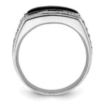 IBGoodman 14k White Gold 1 carat Lab Grown Diamond VS/SI+ G+ and Onyx Complete Men's Ring - Image 2