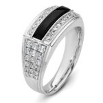 IBGoodman 14k White Gold 1 carat Lab Grown Diamond VS/SI+ G+ and Onyx Complete Men's Ring - Image 6