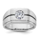 IBGoodman 14k White Gold with Black Rhodium 1 carat Lab Grown Diamond VS/SI+ G+ Complete Satin Men's Ring