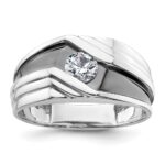 IBGoodman 14k White Gold with Black Rhodium 3/8 carat Lab Grown Diamond VS/SI+ G+ Complete Satin Men's Ring