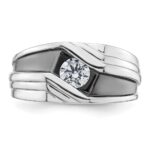 IBGoodman 14k White Gold with Black Rhodium 3/8 carat Lab Grown Diamond VS/SI+ G+ Complete Satin Men's Ring - Image 4