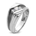 IBGoodman 14k White Gold with Black Rhodium 3/8 carat Lab Grown Diamond VS/SI+ G+ Complete Satin Men's Ring - Image 6