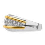 IBGoodman 14k Two-tone 1/2 carat Lab Grown Diamond VS/SI+ G+ Three Stone Complete Men's Ring - Image 3
