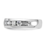 IBGoodman 14k White Gold Men's Polished 9-Stone 1 Carat AA Quality Diamond Ring - Image 6