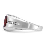 14k White Gold IBGoodman Men's Created Garnet and 1/10 carat Diamond Complete Ring - Image 5