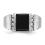14k White Gold IBGoodman Men's Satin Onyx and 1/8 carat Diamond Complete Ring - Image 5