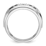 IBGoodman 14k White Gold Men's Polished Satin and Grooved Square 3-Stone Ring Mounting - Image 2