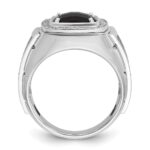 10k White Gold IBGoodman Men's Black Rhodium Onyx and Diamond Complete Ring - Image 2
