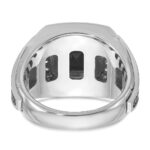 14k White Gold with Black Rhodium IBGoodman Men's Onyx and 1/4 carat Diamond Complete Ring - Image 7