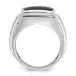 14k White Gold IBGoodman Men's Polished and Satin Onyx Complete Ring - Image 2