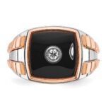 14k Two-tone White/Rose IBGoodman Men's Onyx and 1/10 carat Diamond Complete Ring - Image 6