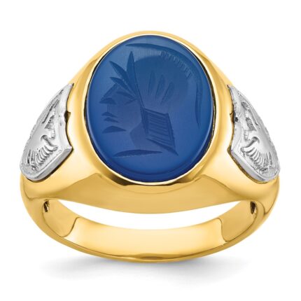 14k Two-tone IBGoodman Men's Blue Agate Complete Ring