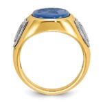 14k Two-tone IBGoodman Men's Blue Agate Complete Ring - Image 2