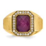 14k IBGoodman Men's Satin Ruby Doublet Stone and 1/4 carat Diamond Complete Ring - Image 4